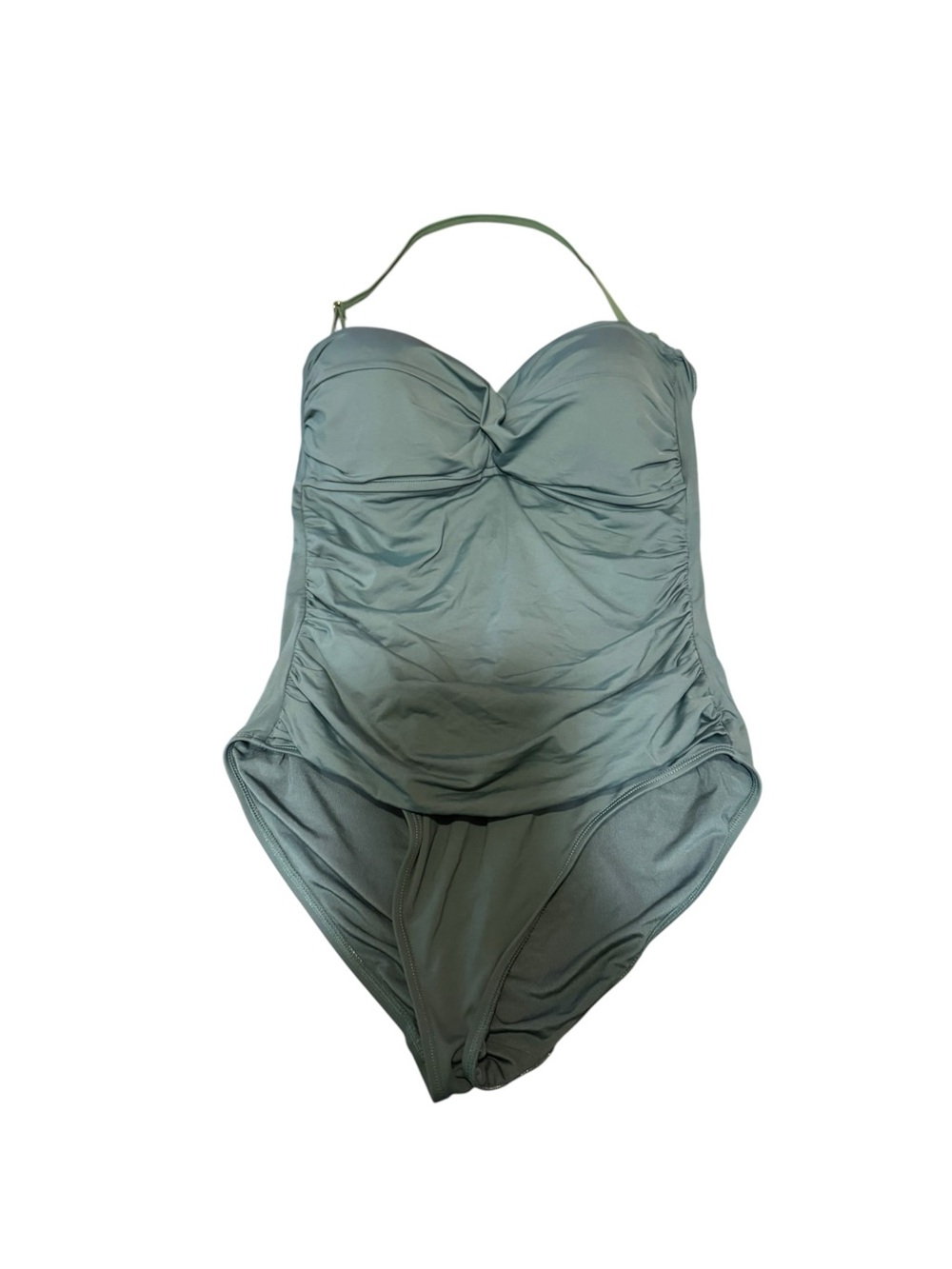 Anne Cole Sage Green Ruched One Piece Swimsuit Size 12